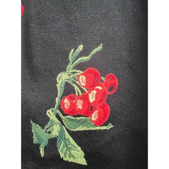 CAROLE LITTLE black cherry print made in USA vintage button front vest sz 8P - Picture 4 of 7